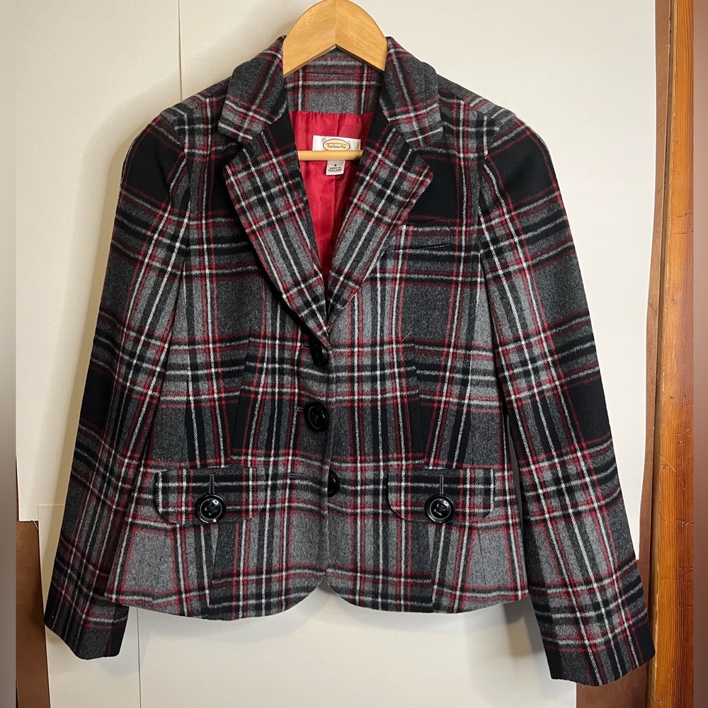 Talbots Petites (VTG 8) Wool Blend Plaid Blazer Jacket Vintage 90s